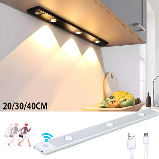 Sleek USB-C Rechargeable LED Motion Sensor Light – Mountable for Wardrobes, Stairs & Kitchen Shelves, with 3 Color Modes, Adjustable Brightness & Slide-in Bracket